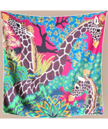 Luxury Double Sided Twill Silk Scarf &quot;Giraffes&quot; - $200.00