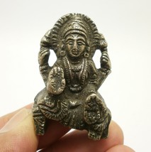 Maa Laxmi mini metal statue figurine amulet blessed 1980s Lakshmi Devi Hindu God - £37.48 GBP