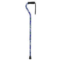 Designer Adjustable Offset Handle Walking Cane Purple Flowers - $20.00