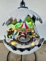 Christmas LED Village Animated Musical Snow Globe Horse Carousel With Base - $64.35