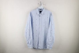 J Crew Mens Medium Slim Fit Pelican All Over Print Oxford Button Down Shirt Blue - £27.20 GBP