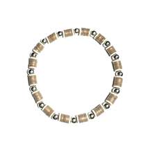 Heishi Bohemian Stretch Anklet, Tan and Silver Metallic Beads, Fashion J... - $5.99
