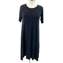 Eileen Fisher Womens XS Jersey Stretch T-Shirt Tunic Dress Step Hem Black   - £33.70 GBP