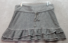 American Eagle Outfitters Sweat Skirt Women Medium Gray Ruffle Cotton Drawstring - £16.20 GBP