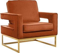 Meridian Furniture Noah Collection Modern | Contemporary Velvet, Cognac - £388.88 GBP