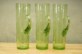 Vintage Studio Art Crackle Glass KANAWHA WV 3PC Tall Pitcher Cups Flower... - £53.35 GBP