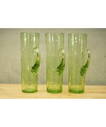 Vintage Studio Art Crackle Glass KANAWHA WV 3PC Tall Pitcher Cups Flower... - £54.32 GBP
