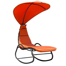 Patio Hanging Chaise Lounge Chair Swing Hammock Canopy Outdoor Orange - £161.13 GBP