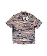 AllSaints Mens L Solar Camo Ripstop Relaxed Fit Herb Green Camp Shirt - $66.45