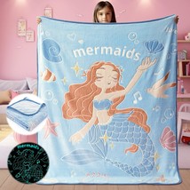 Glow In The Dark Mermaid Blanket Throw Gifts For Girls Kid Blankets Super Soft 3 - £36.94 GBP