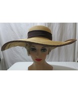 Stone Age Vtg style wide 6&quot; brim straw hat Size 8 Changeable scarf bands - £35.30 GBP