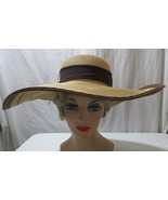 Stone Age Vtg style wide 6&quot; brim straw hat Size 8 Changeable scarf bands - $45.00