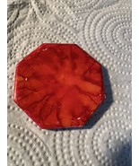Hand Painted Ceramic Tile Stone Art Fridge Magnet Gift Red abstract octagon - $149.26 MXN