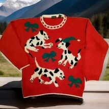 Vintage Robinsons Dalmatian Sweater Womens M Red Angora Blend Christmas ... - $46.06