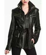 Women's Genuine Leather Lambskin Long Overcoat Trench Stylish Coat Jacket trendy - $199.05 - $210.00