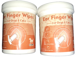 2 Pack Pet Ear Cleaner Finger Wipes Cleaning Solution Ear Relief Cat Dog 60 Wipe - £14.51 GBP