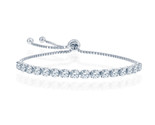 4mm crystal &quot;april&quot; swarovski element adjusta Women&#39;s Bracelet .925 Silv... - £87.40 GBP