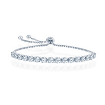 4mm crystal &quot;april&quot; swarovski element adjusta Women&#39;s Bracelet .925 Silver 28012 - £87.12 GBP