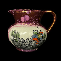 Hand-Decorated Purple Stoke-On-Trent Lustreware Jug with Transfer Print - £21.58 GBP