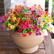 Artificial Faux Plants Flowers Outdoor Spring Summer Decoration, 12 Bundles Fake - £18.04 GBP