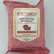 Burt&#39;s Bees Facial Cleansing Towelettes Normal to Oily Skin Pink Grapefruit 30ct - £4.68 GBP