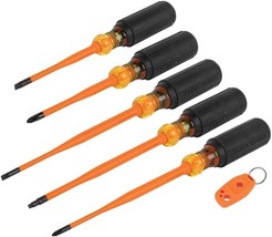 Klein Tools 33736Ins Insulated Screwdriver Set, 1000V Slim-Tip Driver, P... - £50.36 GBP