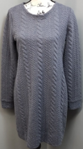 Lou &amp; Grey Sweater Dress Womens Medium Blue Knit Long Sleeve Crew Neck Back Zip - £17.72 GBP