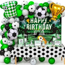 124Pcs Soccer Birthday Party Decorations Supplies Soccer Balloons Garland Arch W - £28.76 GBP