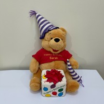 DISNEY / Winnie the Pooh / 14&quot; Bear Plush with &quot;Happy Birthday Sarah T-S... - £19.97 GBP