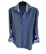 Robert Graham Blue Check Dress Shirt Size 15 1/2 (39) Medium Cuff Flip B... - $33.83 CAD