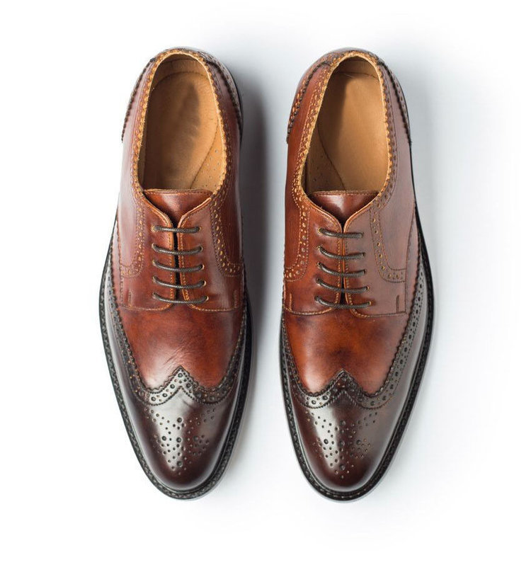 NEW  Men's Brown Color Oxford Genuine Leather Wing Tip Brogues Toe Party Wear Sh