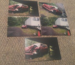 Lot of 5 Vintage Photographs Car Wreck Damage Red Honda - $11.99