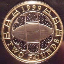 Cameo Proof Great Britain 1999 2 Pounds~Rugby World Cup~Packed Stadium~Free Ship - £15.14 GBP