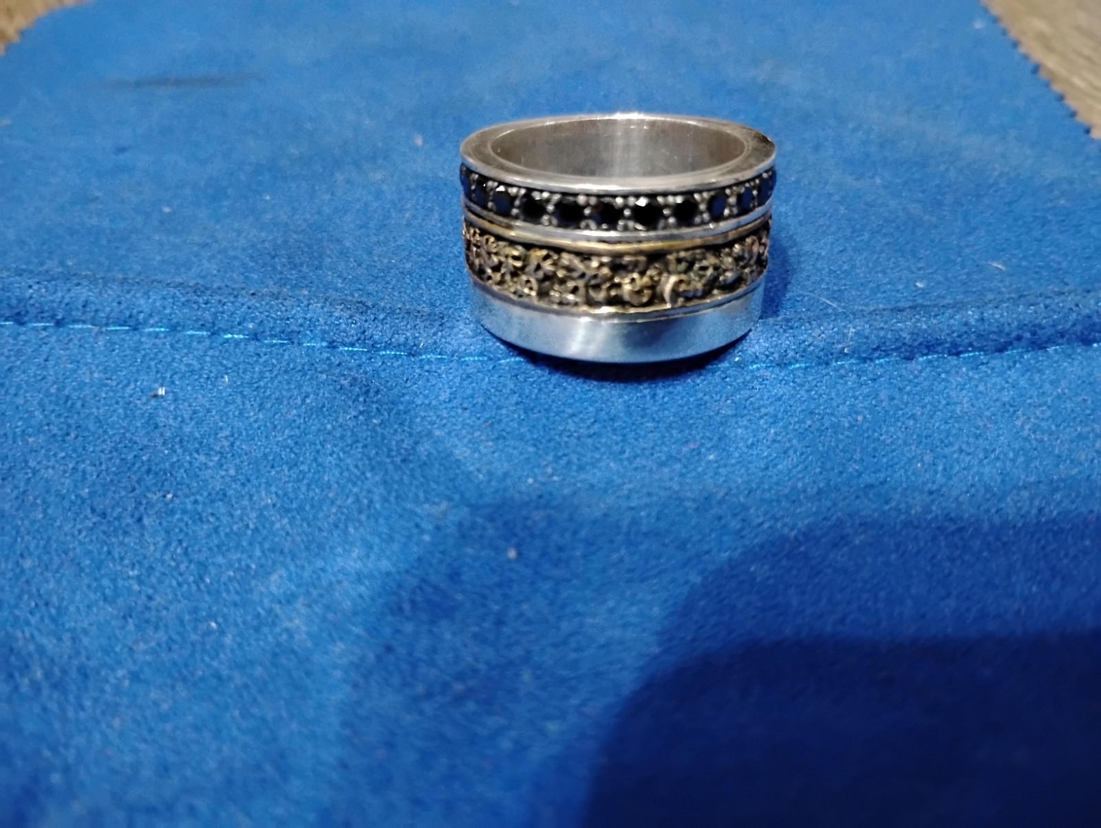 925 Sterling Silver Skull Black Zircon 15mm Wide Ring Band Sz 12 Free Shipping Item image 2