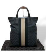 GUCCI Sherry Line GG Canvas Tote Bag Vertical Handbag Black Large Purse ... - $495.09 CAD
