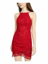 SPEECHLESS Womens New Red Floral Lace Halter Sleeveless Sheath Dress L B+B - £32.16 GBP