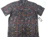 Dickies Mens M Black Paisley Short Sleeve Collared Casual Button Up Shir... - $25.24