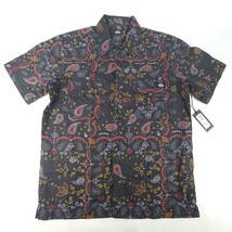 Dickies Mens M Black Paisley Short Sleeve Collared Casual Button Up Shir... - £20.17 GBP