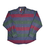 Vintage Eddie Bauer Striped Flannel Shirt Mens XL Tall Chamois Long Slee... - $27.09