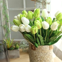 Artificial Tulip Stems with Real Touch, 18 inches Tall, Set of 10 - £15.65 GBP