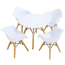 5 Piece Kids Modern Round Table Chair Set - Color: White - $253.17