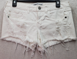 Express Jeans Cut-Off Shorts Women Size 4 White Distressed Stretch Cotton Pocket - £15.92 GBP