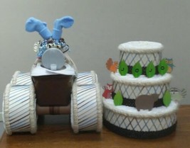 Tan , Brown and Blue Neutral Woodland Baby Shower Set of 2 Diaper Cakes - £143.88 GBP