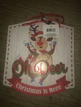 Deer Christmas Sign, Wreath Decor Party Holiday Decor Wood Sign Xmas Hang - $11.76