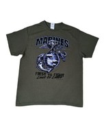 Marines Eagle Graphic T-Shirt Men Large Pullover Army Green USA American - $20.87 CAD
