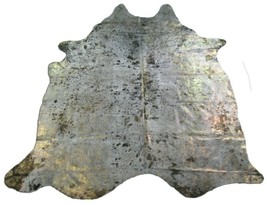 Bronze Cowhide Rug Size: 8&#39; X 7&#39; White/Bronze Acid Washed Cowhide Rug O-789 - £232.93 GBP