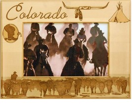 Colorado with Horses Laser Engraved Wood Picture Frame (5 x 7) - £24.48 GBP