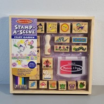 Melissa &amp; Doug Stamp-A-Scene Fairy Garden Ink Stamp Set NEW wood box Sealed - $21.73