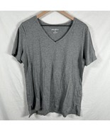 Eddie Bauer Women&#39;s Knit T-Shirt V-Neck Gray L - $14.48