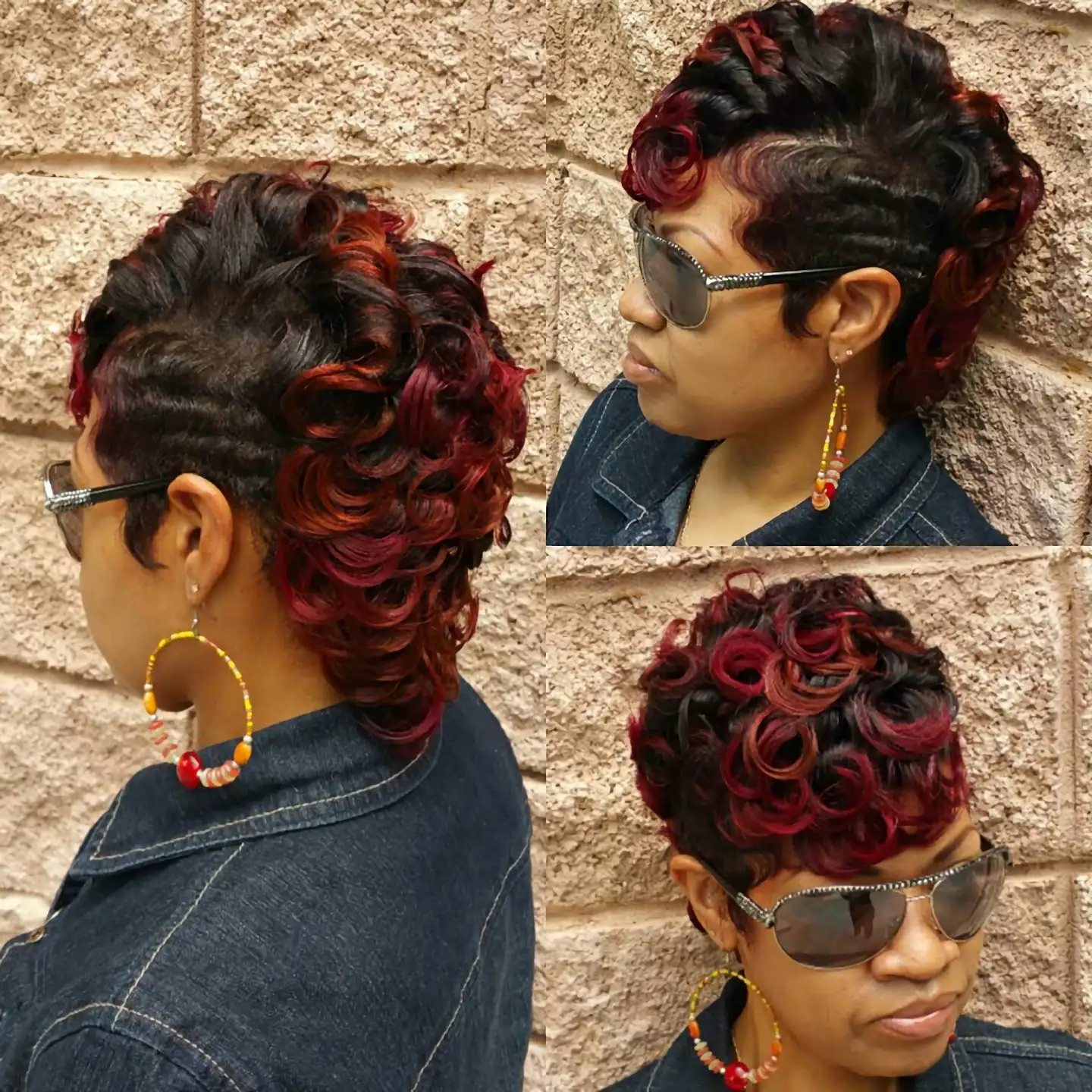 BeiSDWig Short Ombre Burgundy Hair Wigs for Black Women Afro Curly Hairstyles - £14.81 GBP+